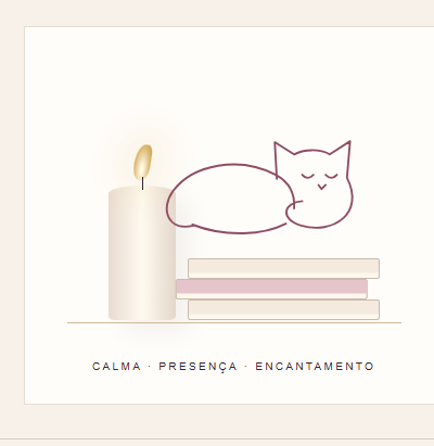 Gato, livros e vela: calma, presença e encantamento